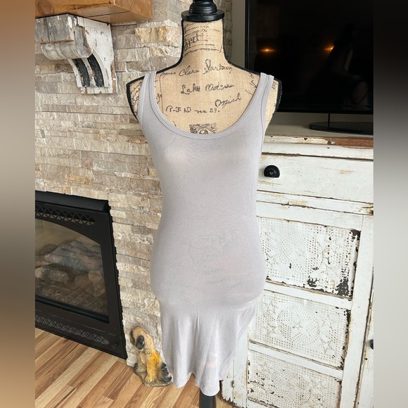 James Perse mandarin collar taupe gray brown long sleeve shirt dress 100% viscos - Picture 11 of 16